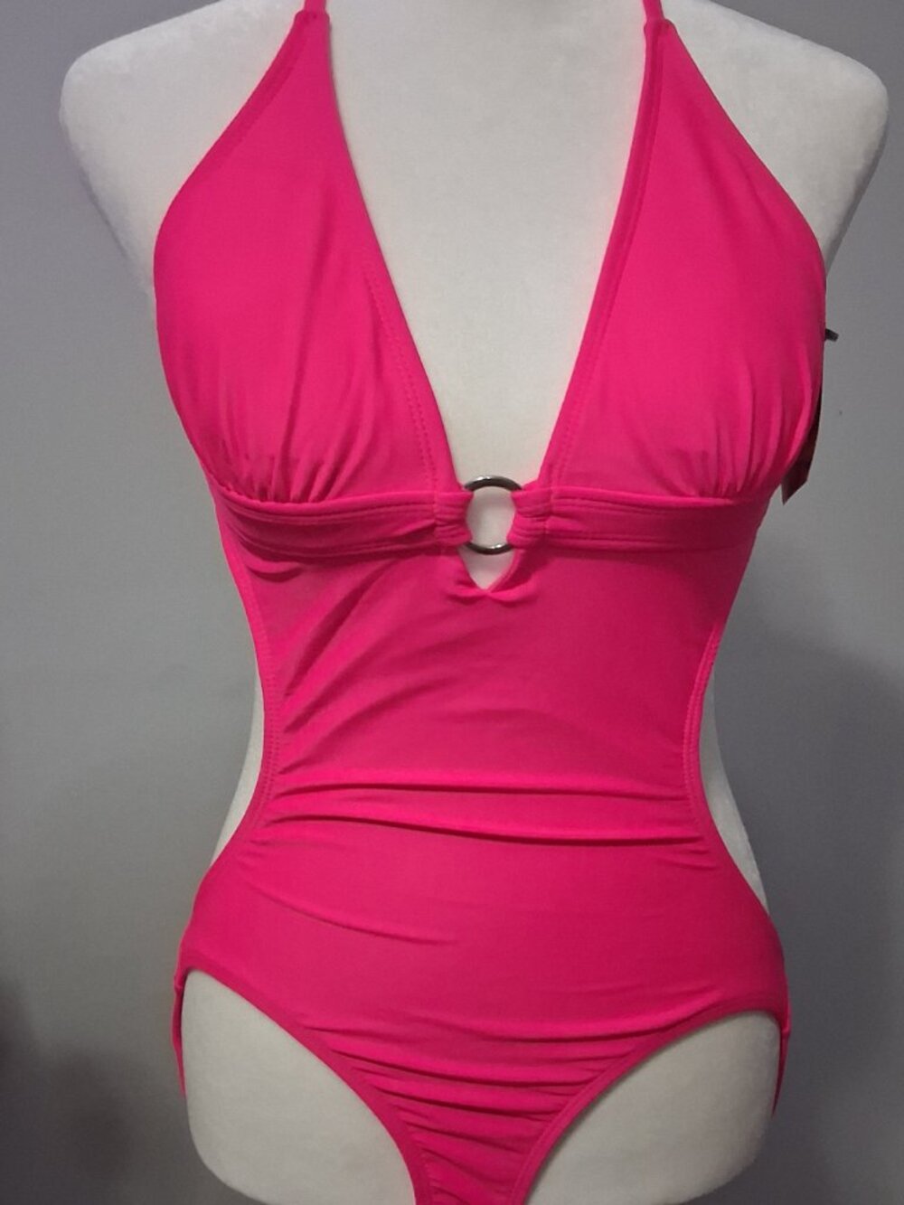 An Ocean Pacific (OP) Women's Hot Pink Cutout Monokini/One-Piece Swimsuit